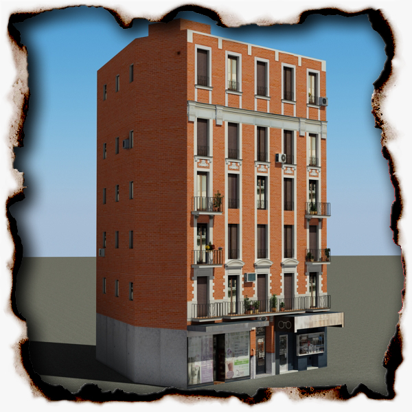 Building Collection 61-64 Low-poly 3D model_19