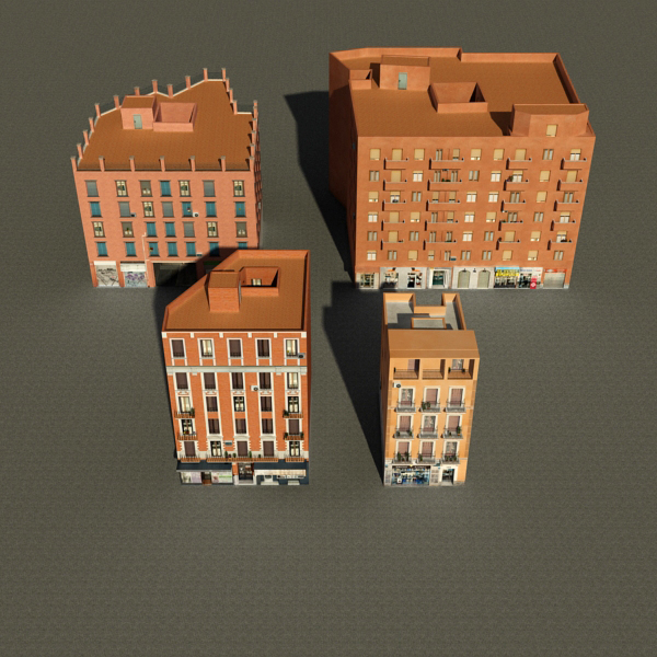 Building Collection 61-64 Low-poly 3D model_1