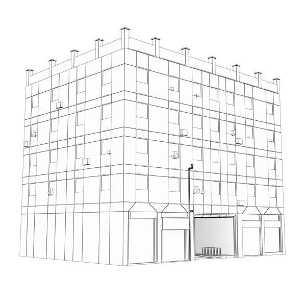 Building Collection 61-64 Low-poly 3D model_16