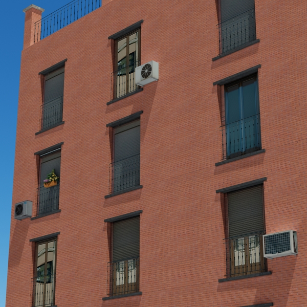 Building Collection 61-64 Low-poly 3D model_13