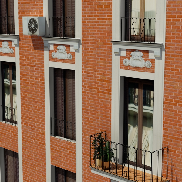 Building Collection 61-64 Low-poly 3D model_27