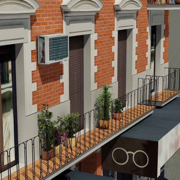 Building Collection 61-64 Low-poly 3D model_25