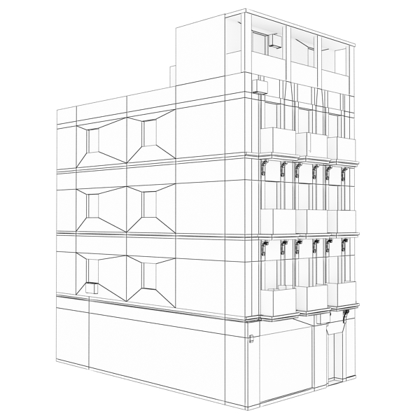 Building Collection 61-64 Low-poly 3D model_47