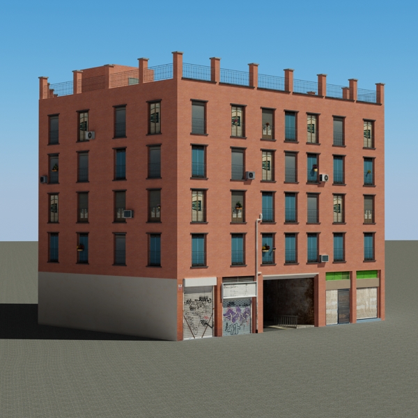 Building Collection 61-64 Low-poly 3D model_5