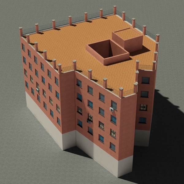 Building Collection 61-64 Low-poly 3D model_7