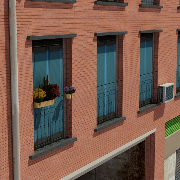 Building Collection 61-64 Low-poly 3D model_10