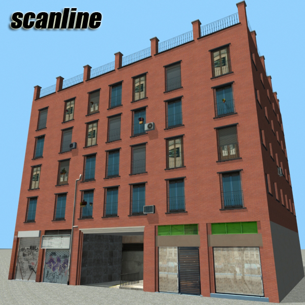 Building Collection 61-64 Low-poly 3D model_14