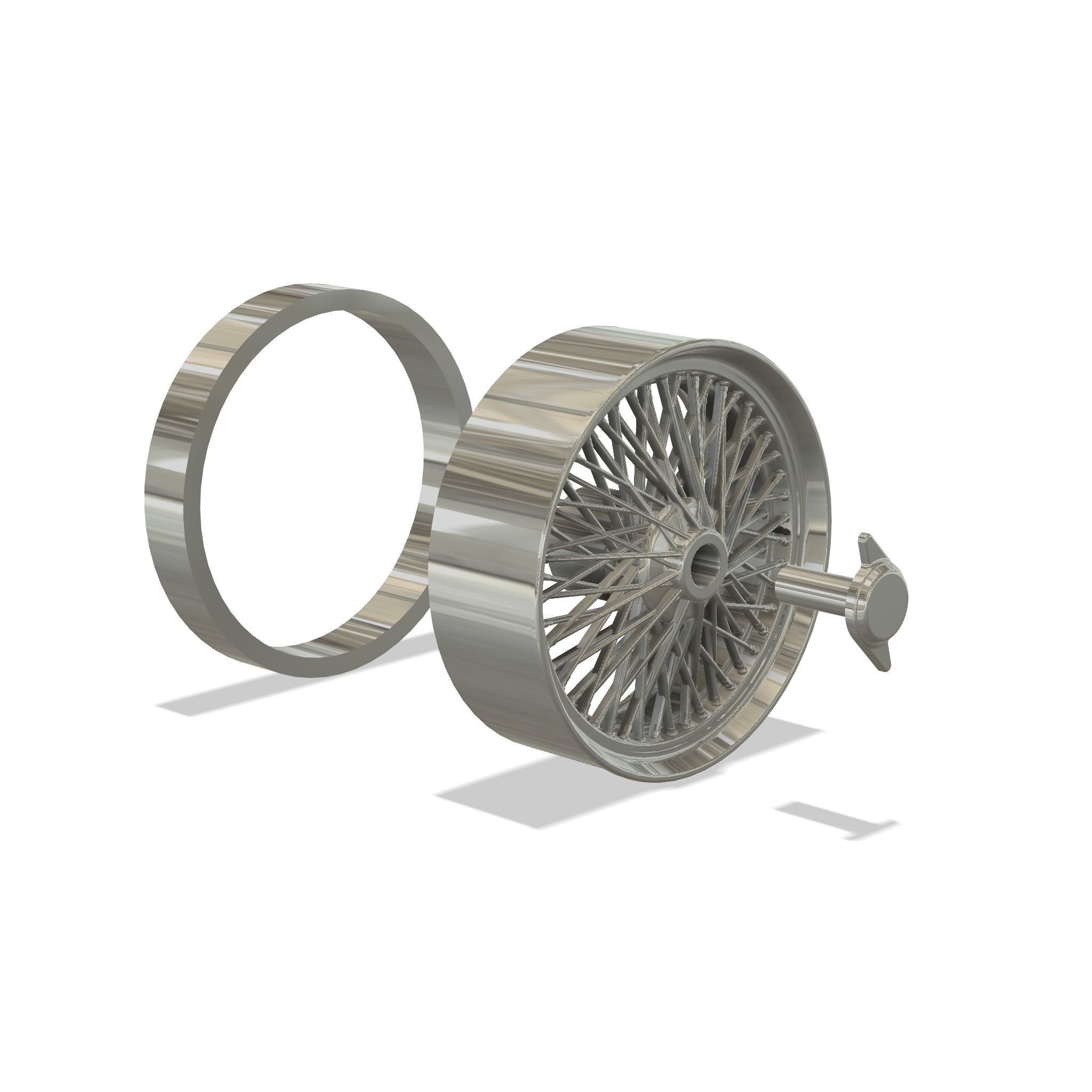 Wire spoke wheel with white wall tire 3D print model_4