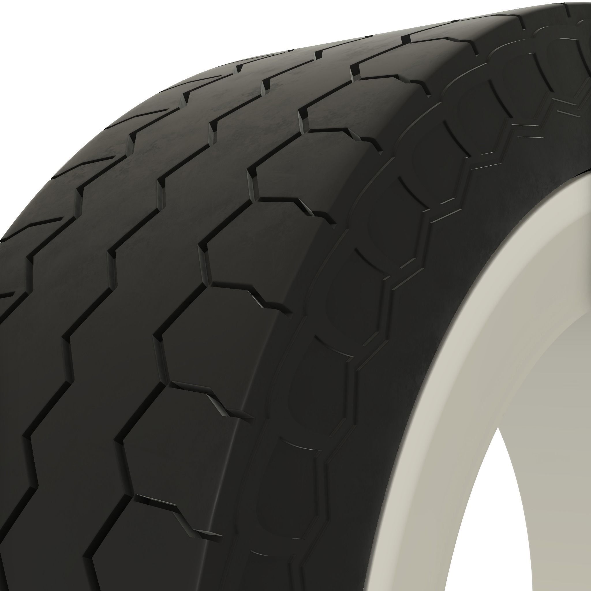 Wire spoke wheel with white wall tire 3D print model_5