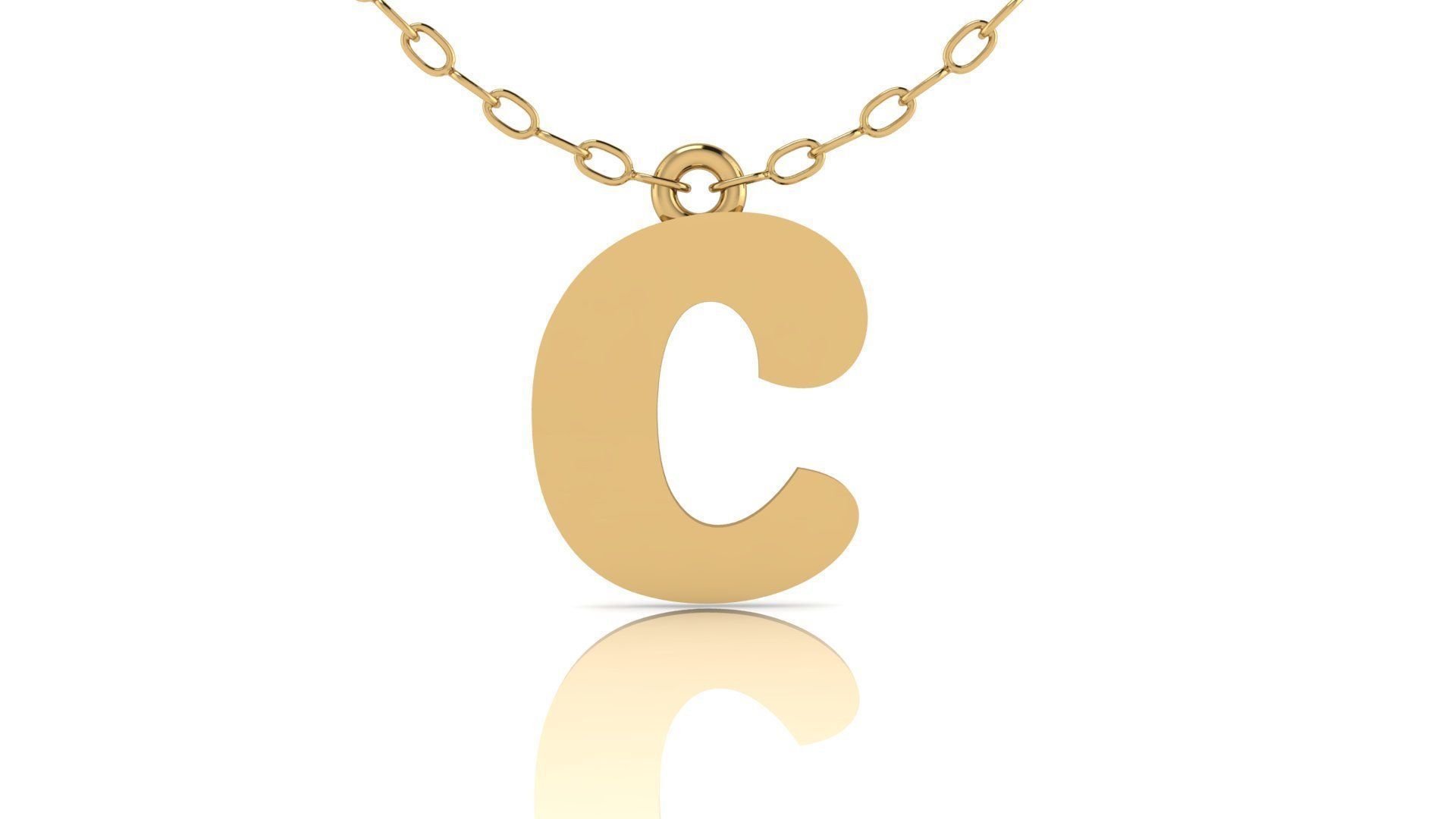 Alphabet Pendant C 3D print model_3