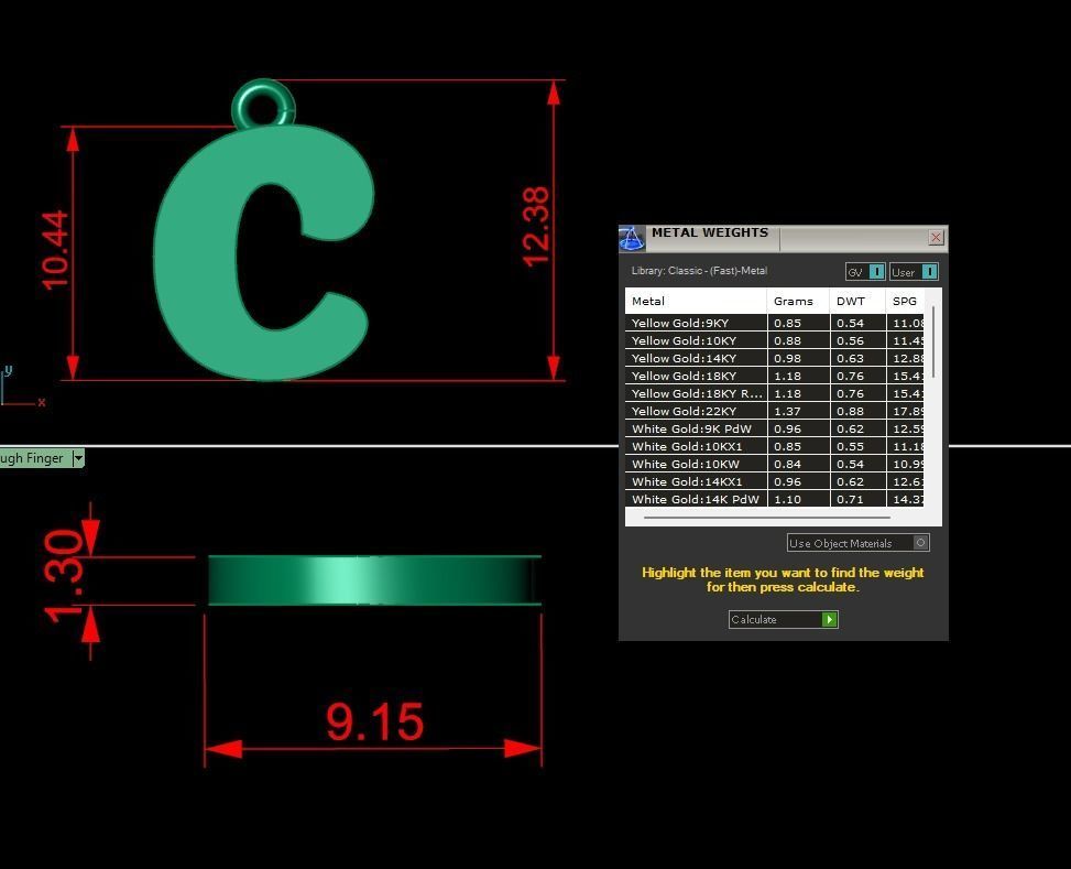 Alphabet Pendant C 3D print model_1
