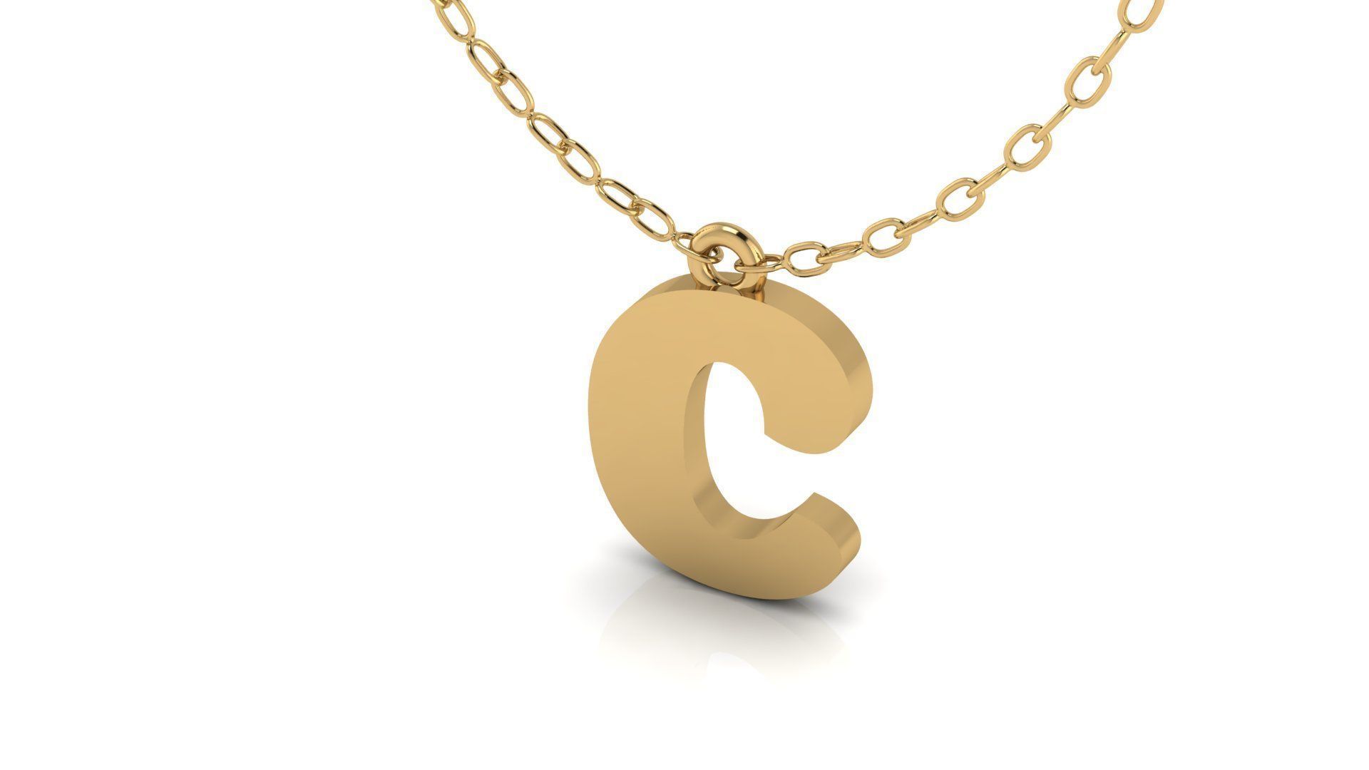 Alphabet Pendant C 3D print model_9