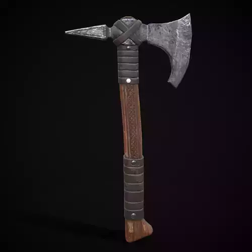 Chestnut Viking Axe Low-poly 3D model