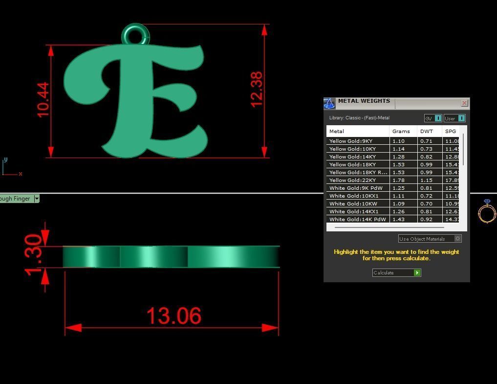 Alphabet Pendant E 3D print model_1