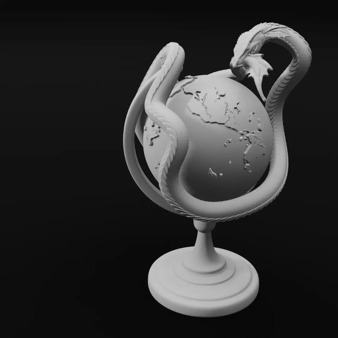 Jormungandr Globe World Serpent Decoration 3D Print Model 3D print model_0