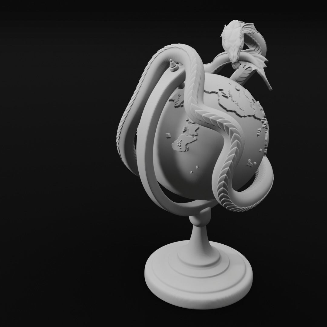 Jormungandr Globe World Serpent Decoration 3D Print Model 3D print model_1