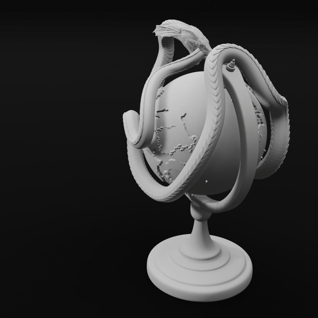 Jormungandr Globe World Serpent Decoration 3D Print Model 3D print model_2