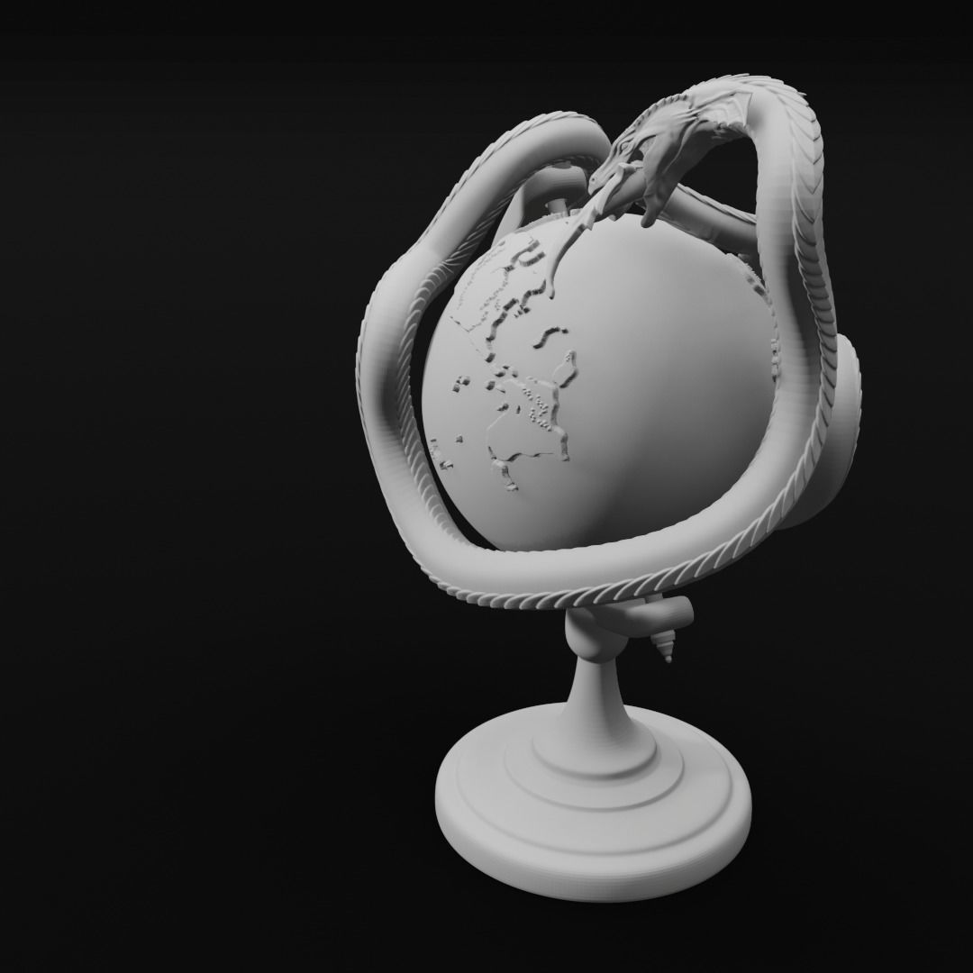 Jormungandr Globe World Serpent Decoration 3D Print Model 3D print model_5
