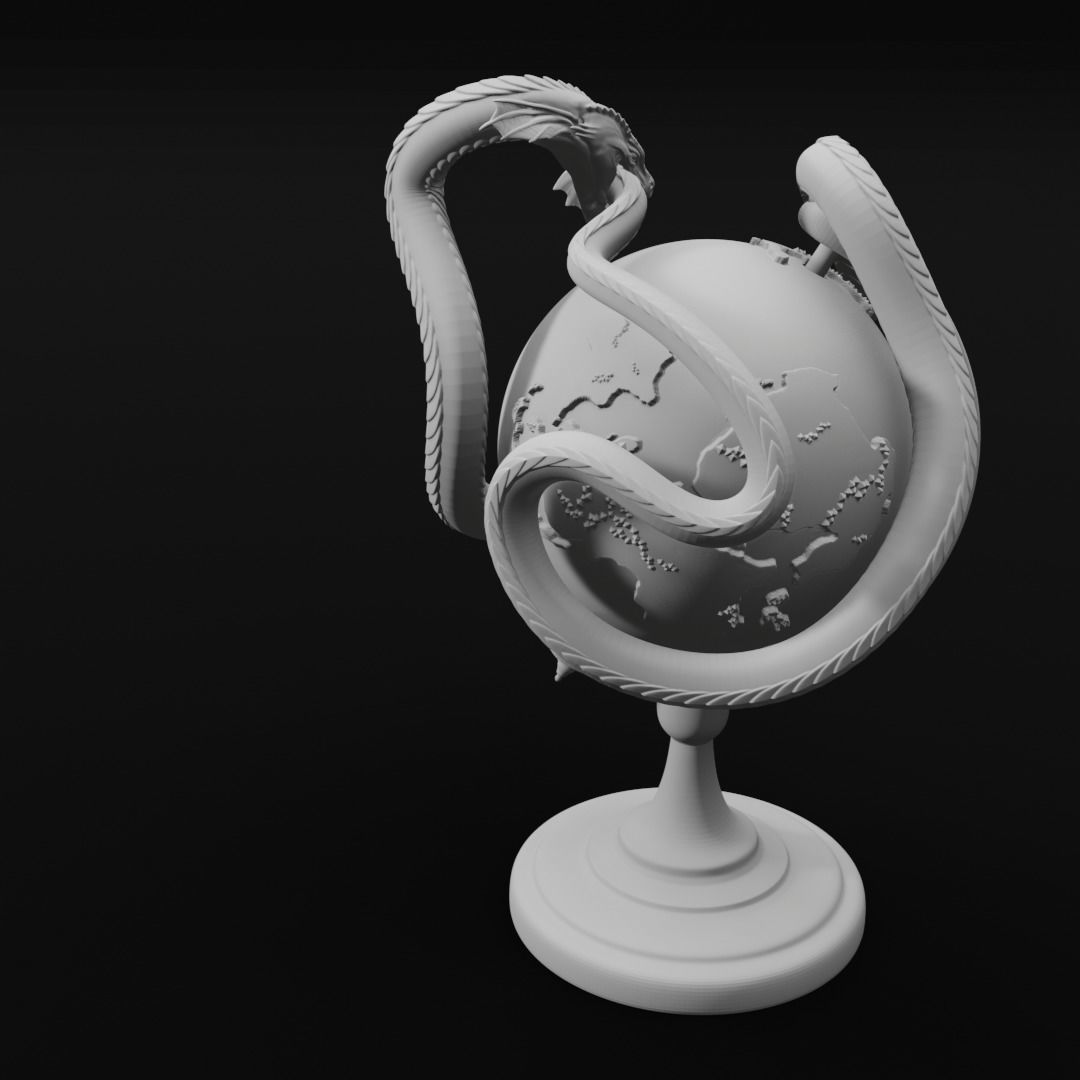 Jormungandr Globe World Serpent Decoration 3D Print Model 3D print model_3