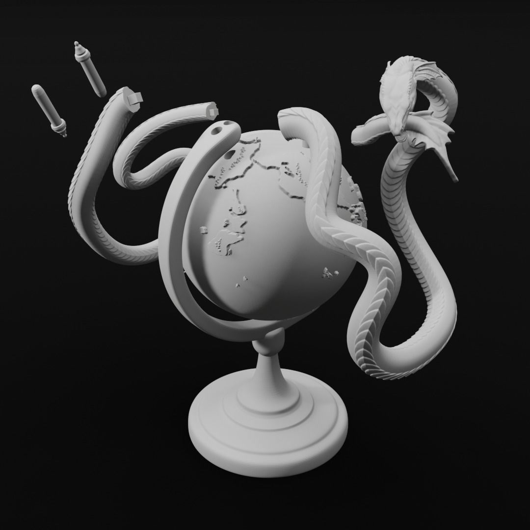 Jormungandr Globe World Serpent Decoration 3D Print Model 3D print model_6