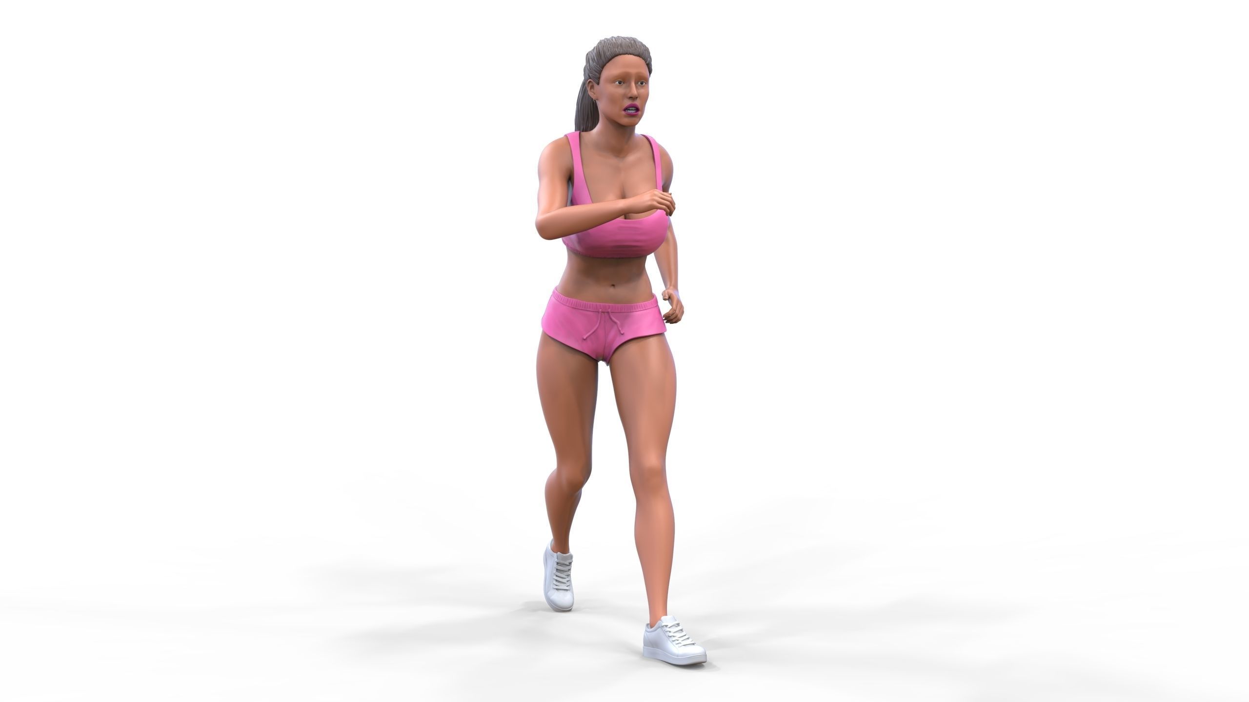 Woman Running with Athletic Outfits 3D print model 3D print model_25