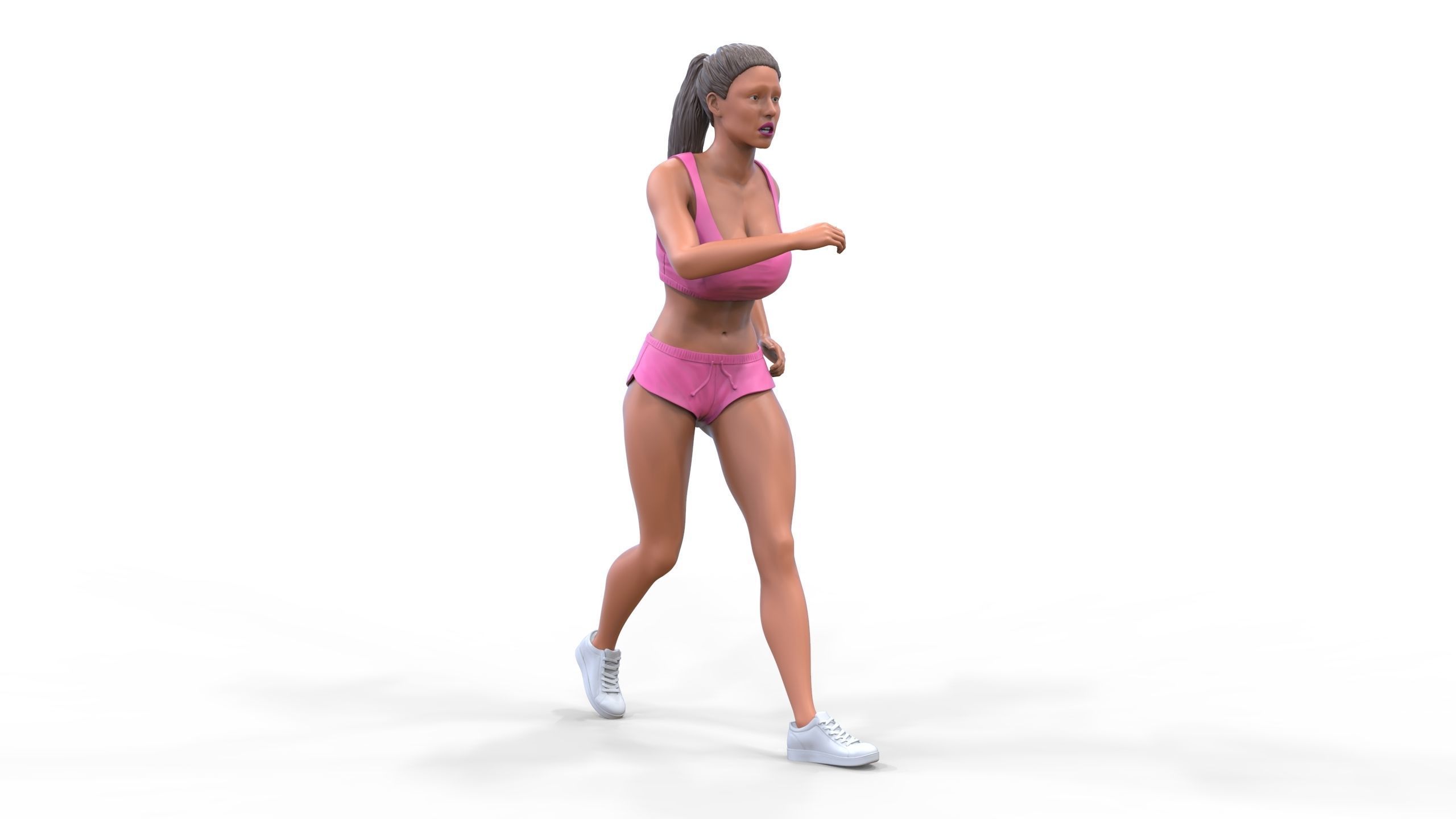 Woman Running with Athletic Outfits 3D print model 3D print model_22