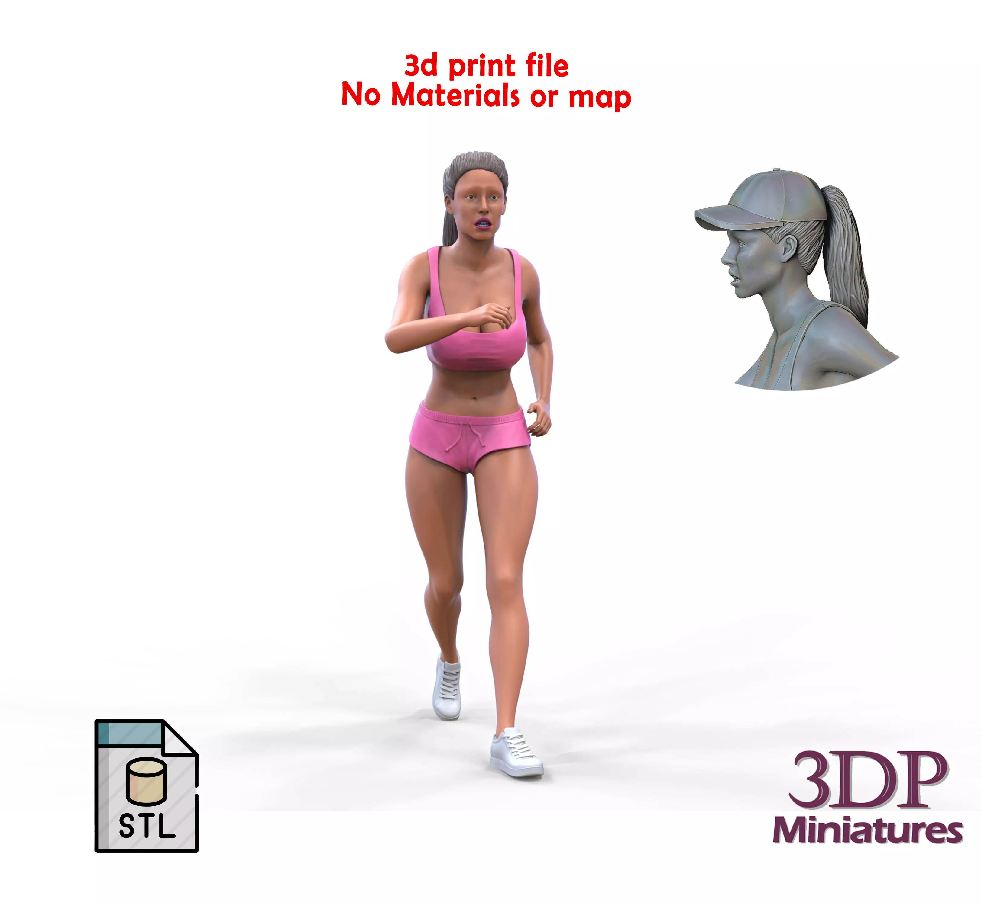 Woman Running with Athletic Outfits 3D print model 3D print model_0