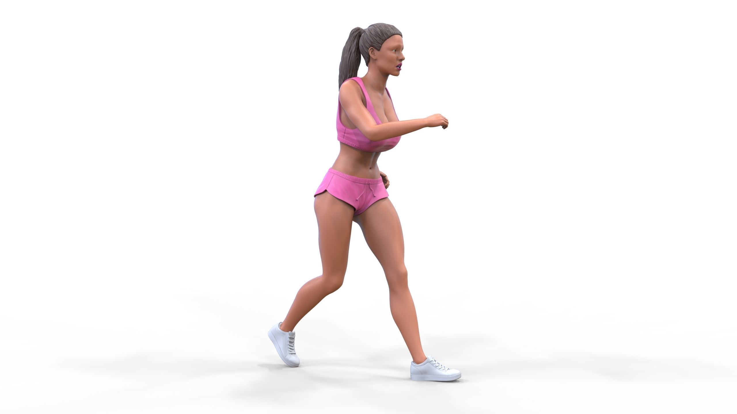 Woman Running with Athletic Outfits 3D print model 3D print model_21