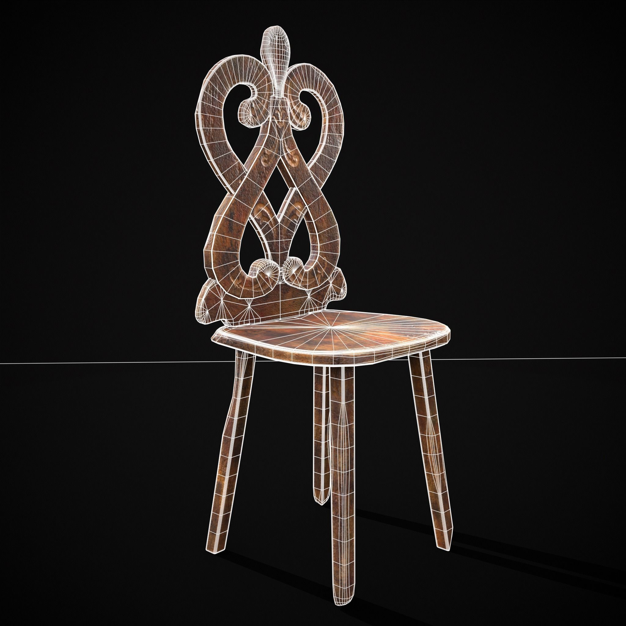 Rich Design Chair Low-poly 3D model_2