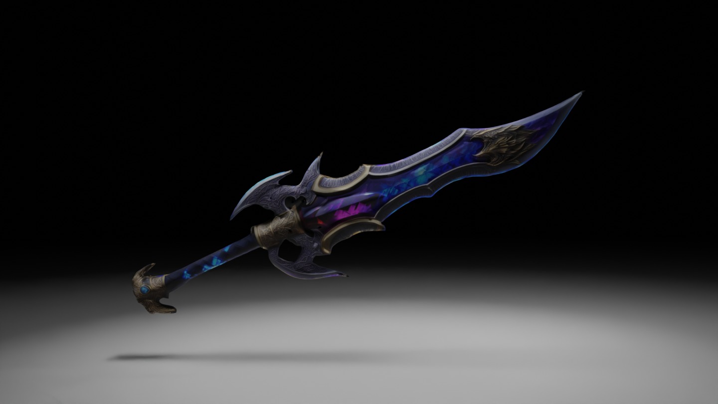 Dragon Sword Realistic Obsidian Runeblade of the Dragons Heart 3D model_2