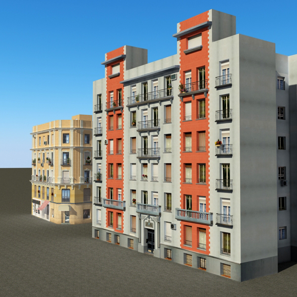 Building Collection 65-68 Low-poly 3D model_3