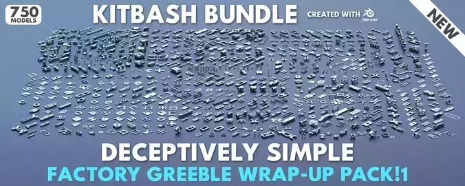 Factory Greeble Kitbash Bundle 750 Models 3D model