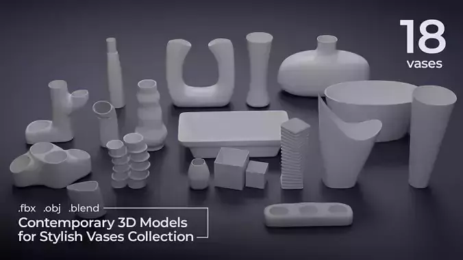 Contemporary 3D Models for Stylish Vases Collection Low-poly 3D model