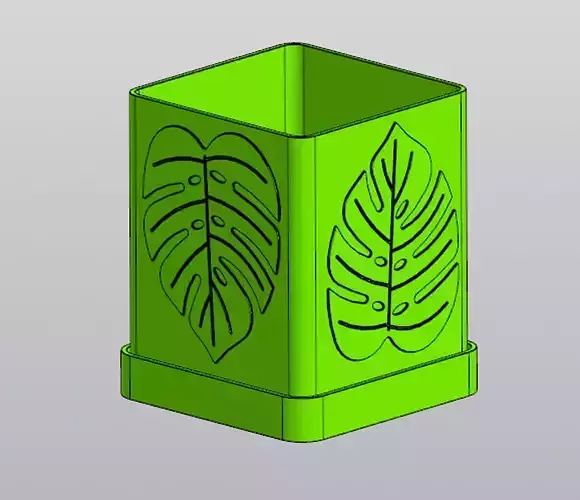 Monstera pattern planter 3D print model