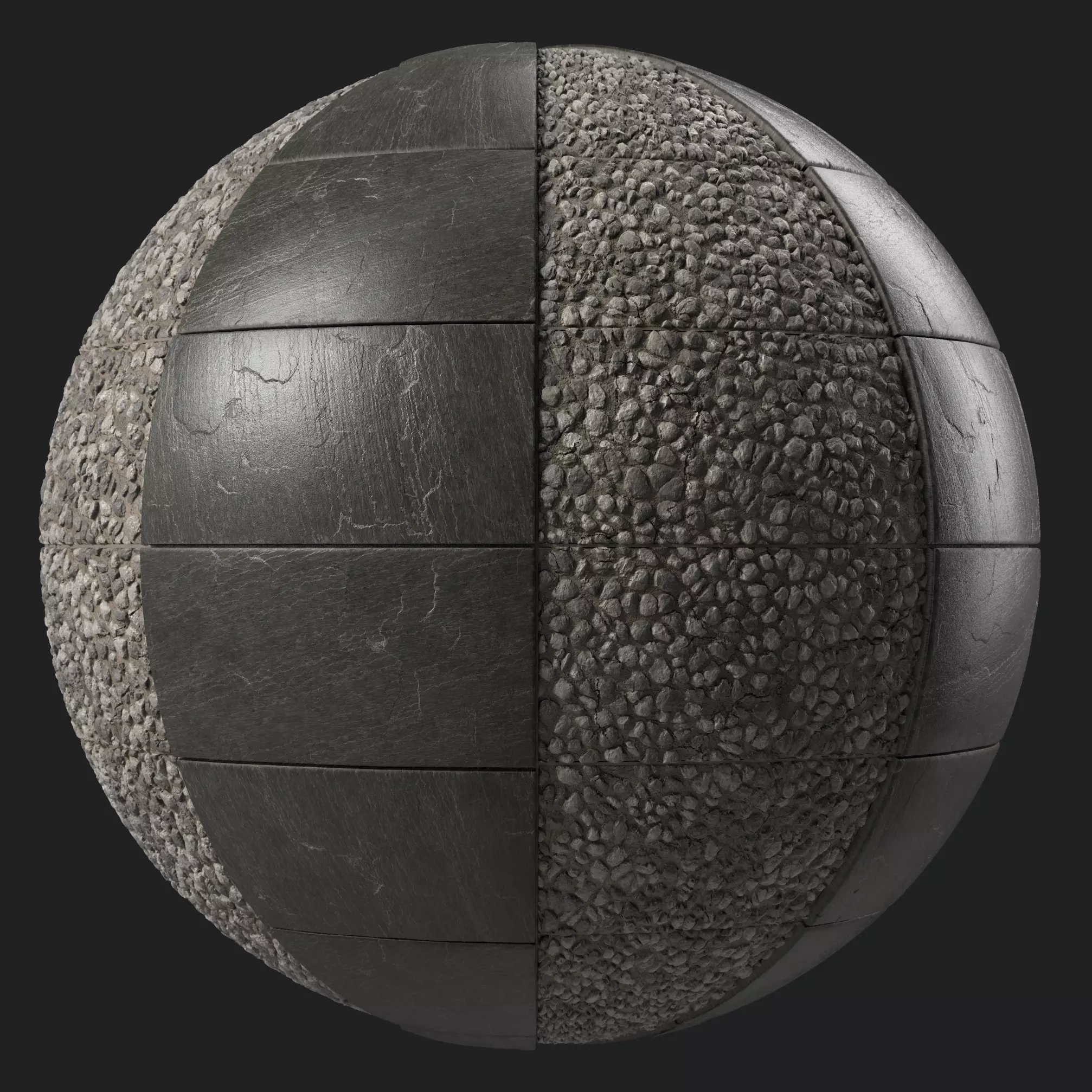 Tile Materials 38- Slate Stone Tiling By Gravel Sbsar Pbr 4k Texture_0