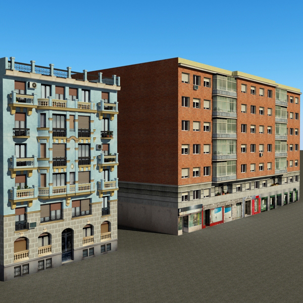 Building Collection 69-72 Low-poly 3D model_2