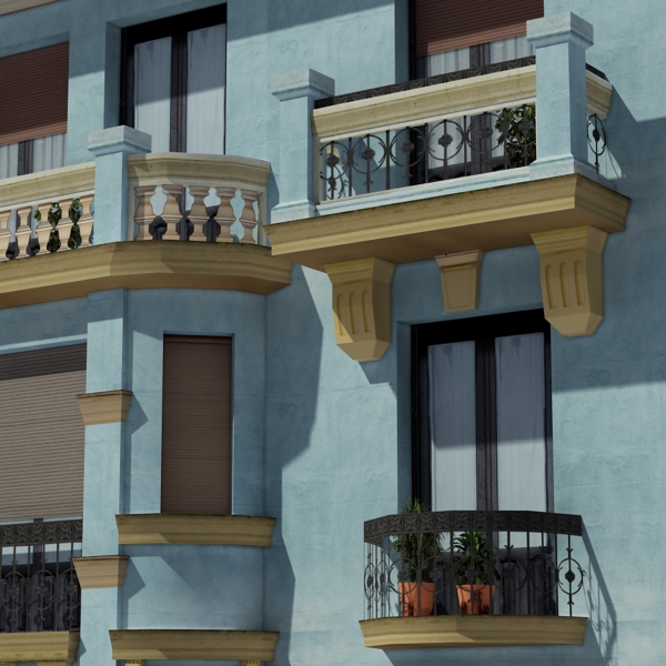 Building Collection 69-72 Low-poly 3D model_10