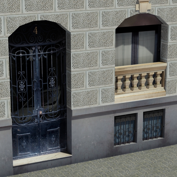 Building Collection 69-72 Low-poly 3D model_9