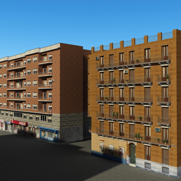 Building Collection 69-72 Low-poly 3D model_3