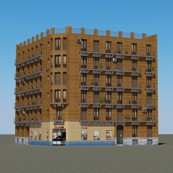 Building Collection 69-72 Low-poly 3D model_19