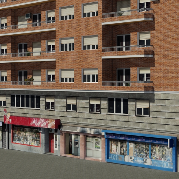 Building Collection 69-72 Low-poly 3D model_37