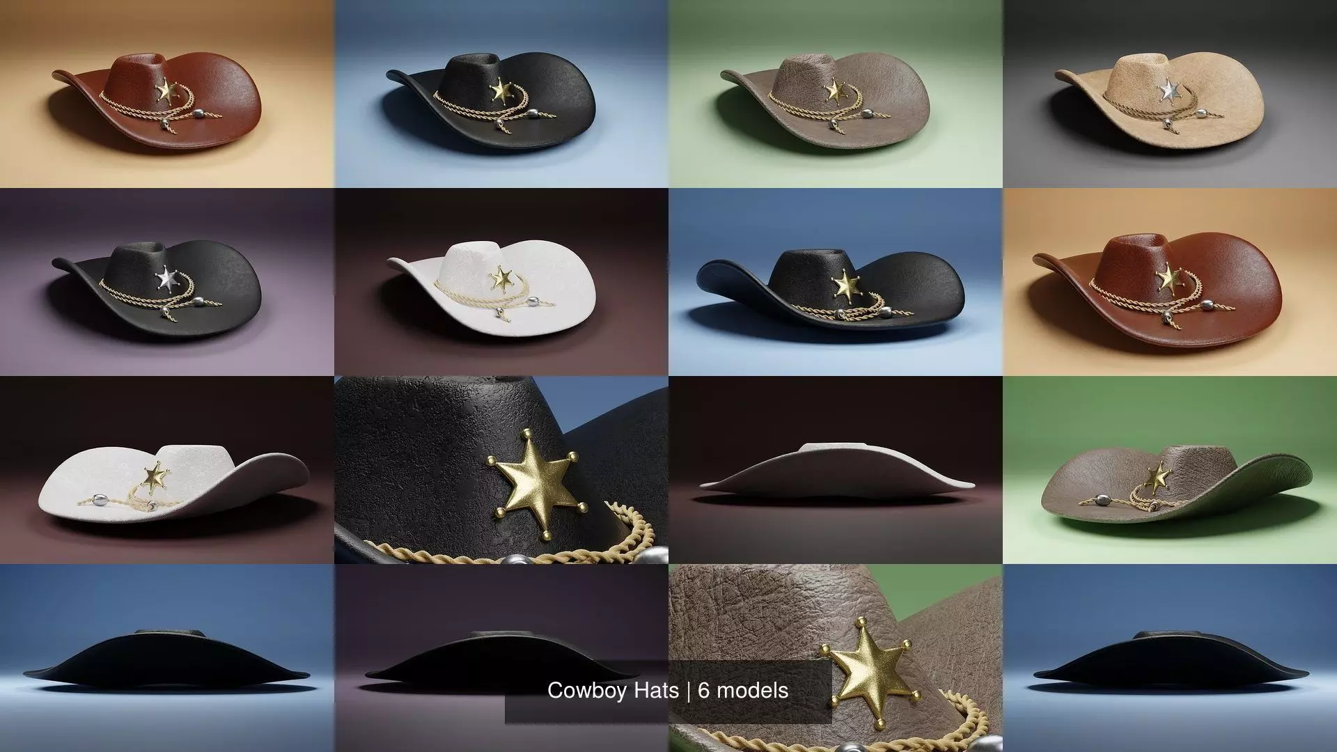 Cowboy Hats 3D Model Collection_0