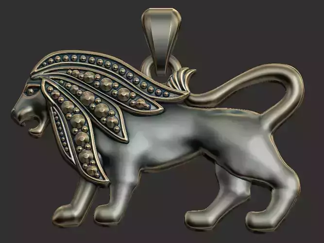 Stylized Lion Pendant 3D print model