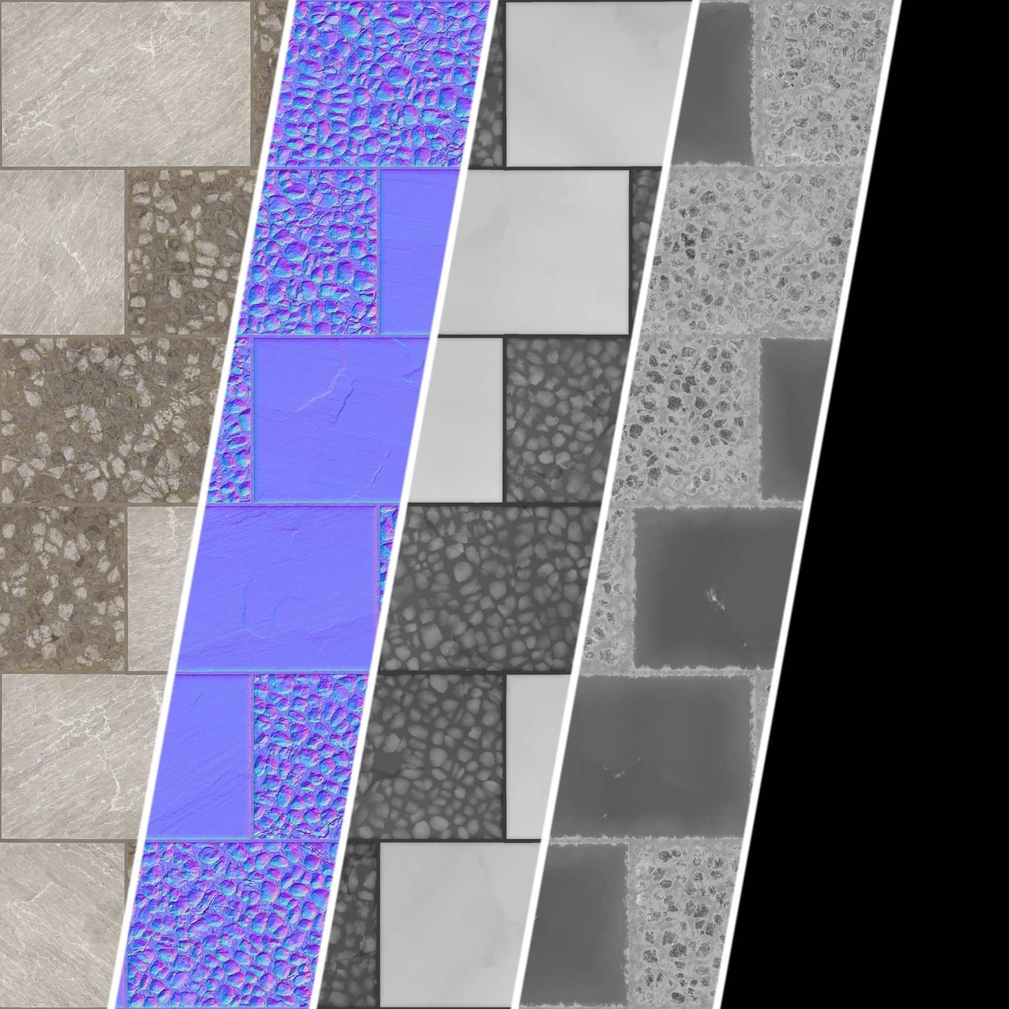 Tile Materials 39- Slate Stone Tiling By Gravel Sbsar Pbr 4k Texture_2