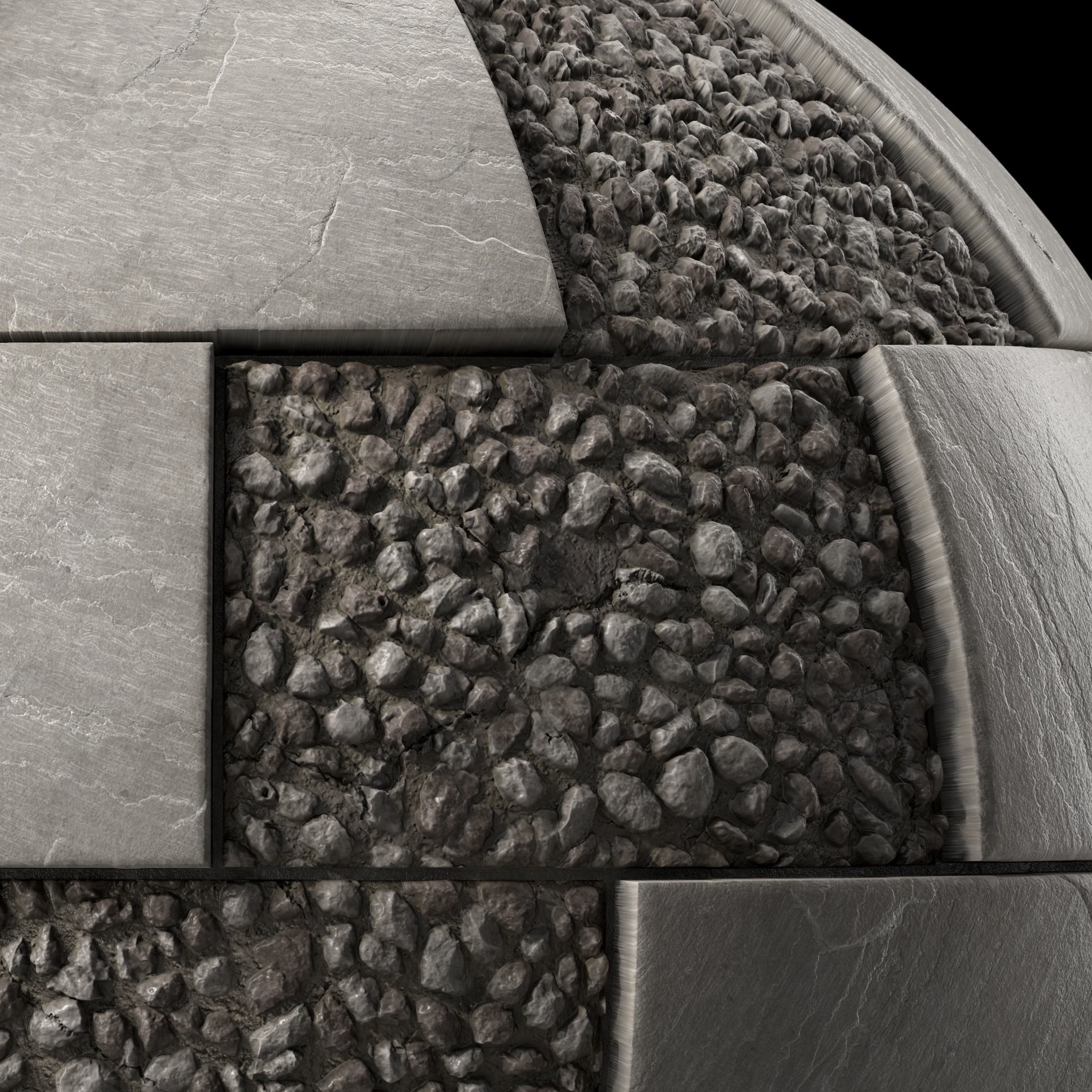 Tile Materials 39- Slate Stone Tiling By Gravel Sbsar Pbr 4k Texture_1