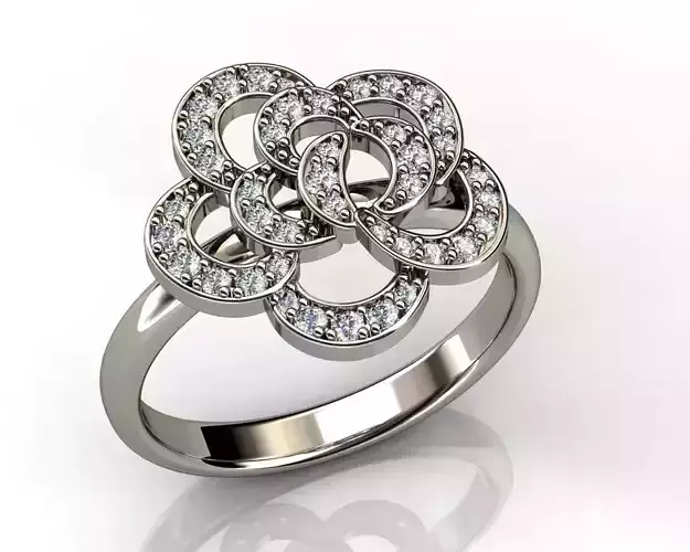 Diamond White Gold Flower Ring