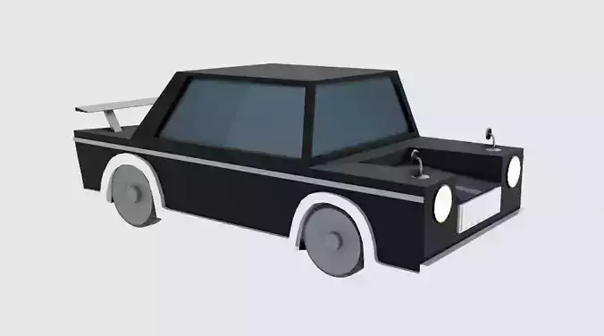 low polly car black car