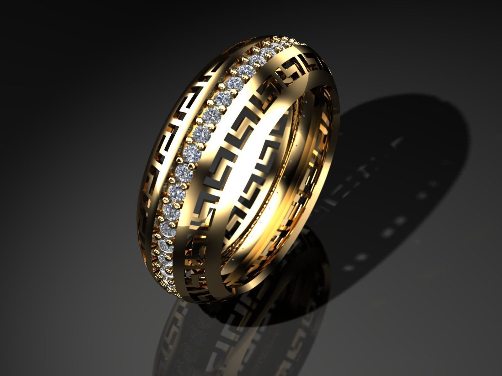 virzace ring with stones 3D print model_1