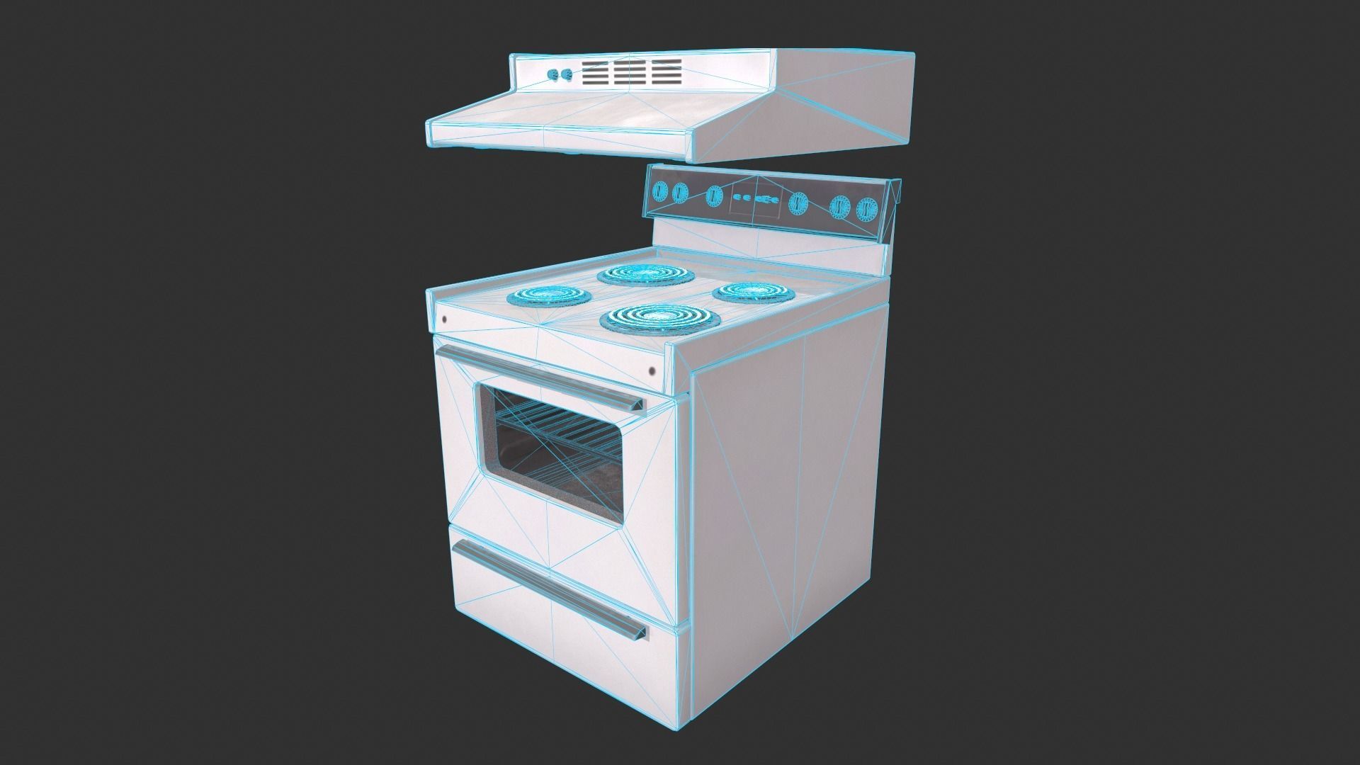 Range Oven Low-poly 3D model_3