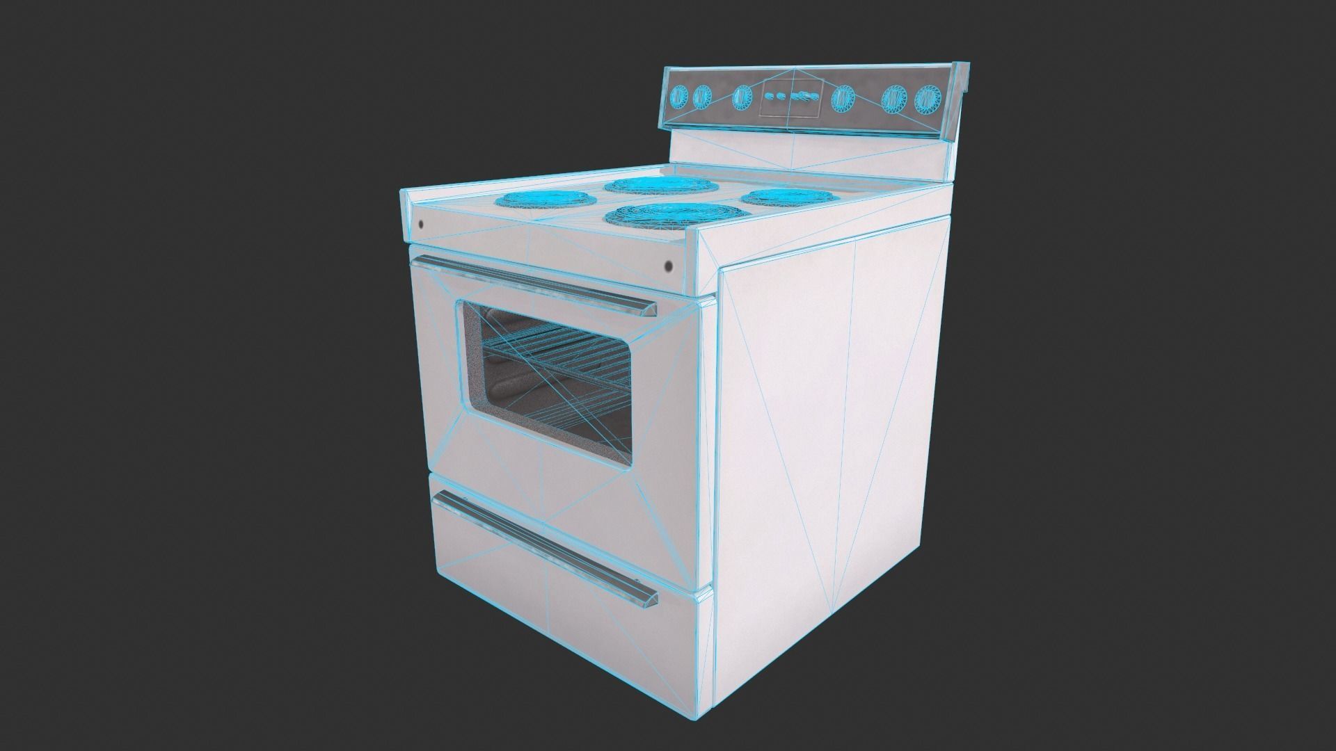 Range Oven Low-poly 3D model_9